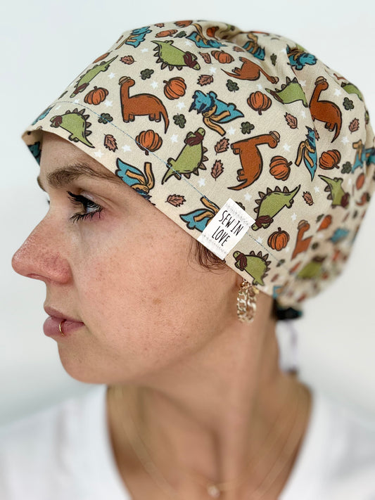 Toggle Back- Cozy Dinos: Euro-Style Scrub Cap