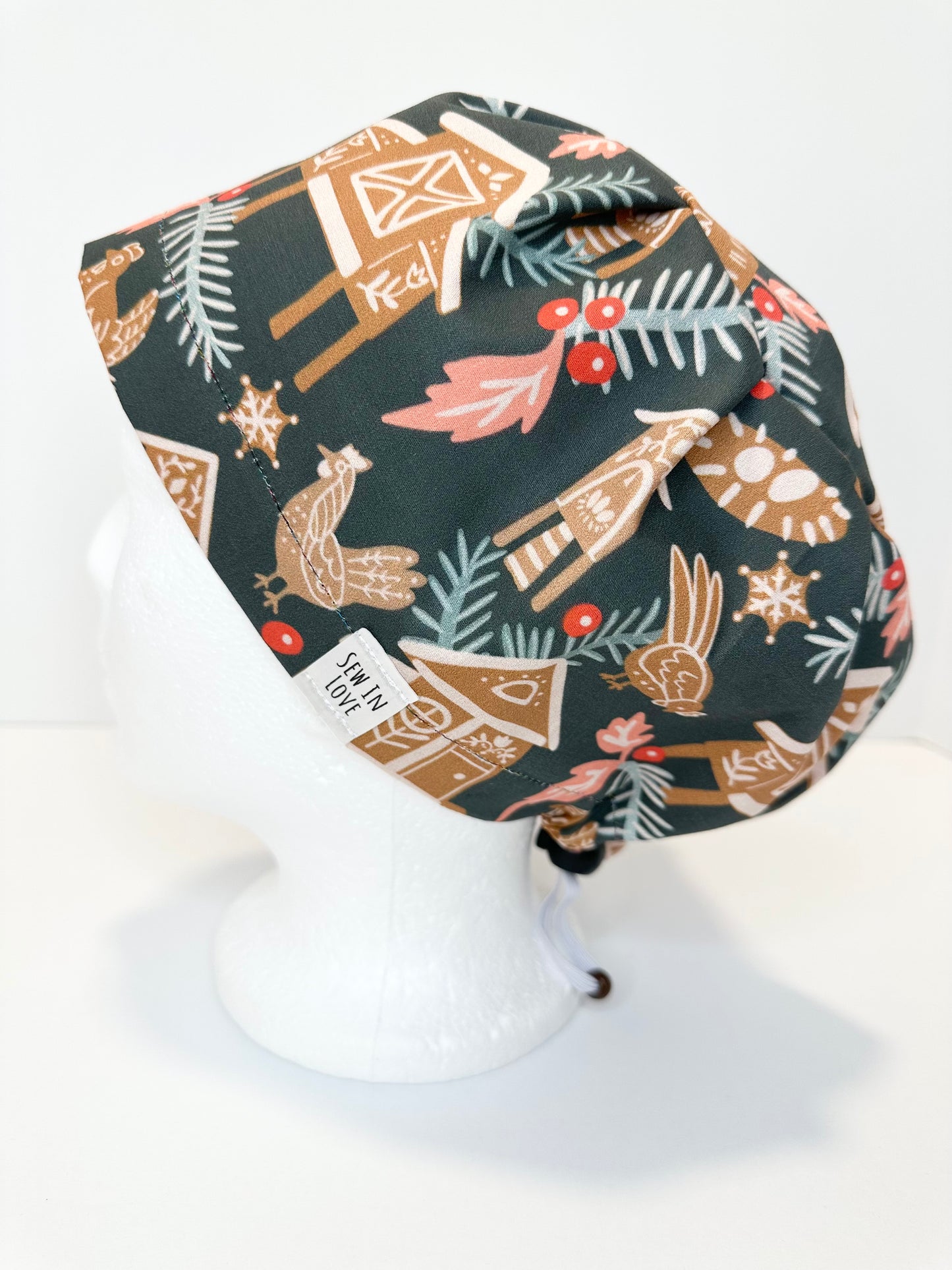 *Toggle Back* SATIN LINED- Gingerbread Chickens: Euro-Style Scrub Cap