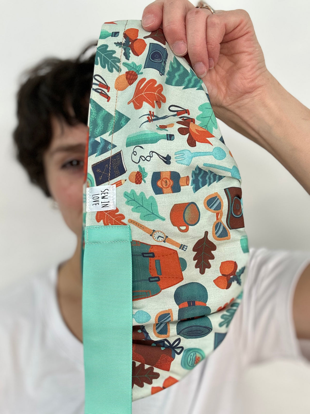 Ribbon Back- Take a Hike (Mismatched Ribbons): Euro-Style Scrub Cap