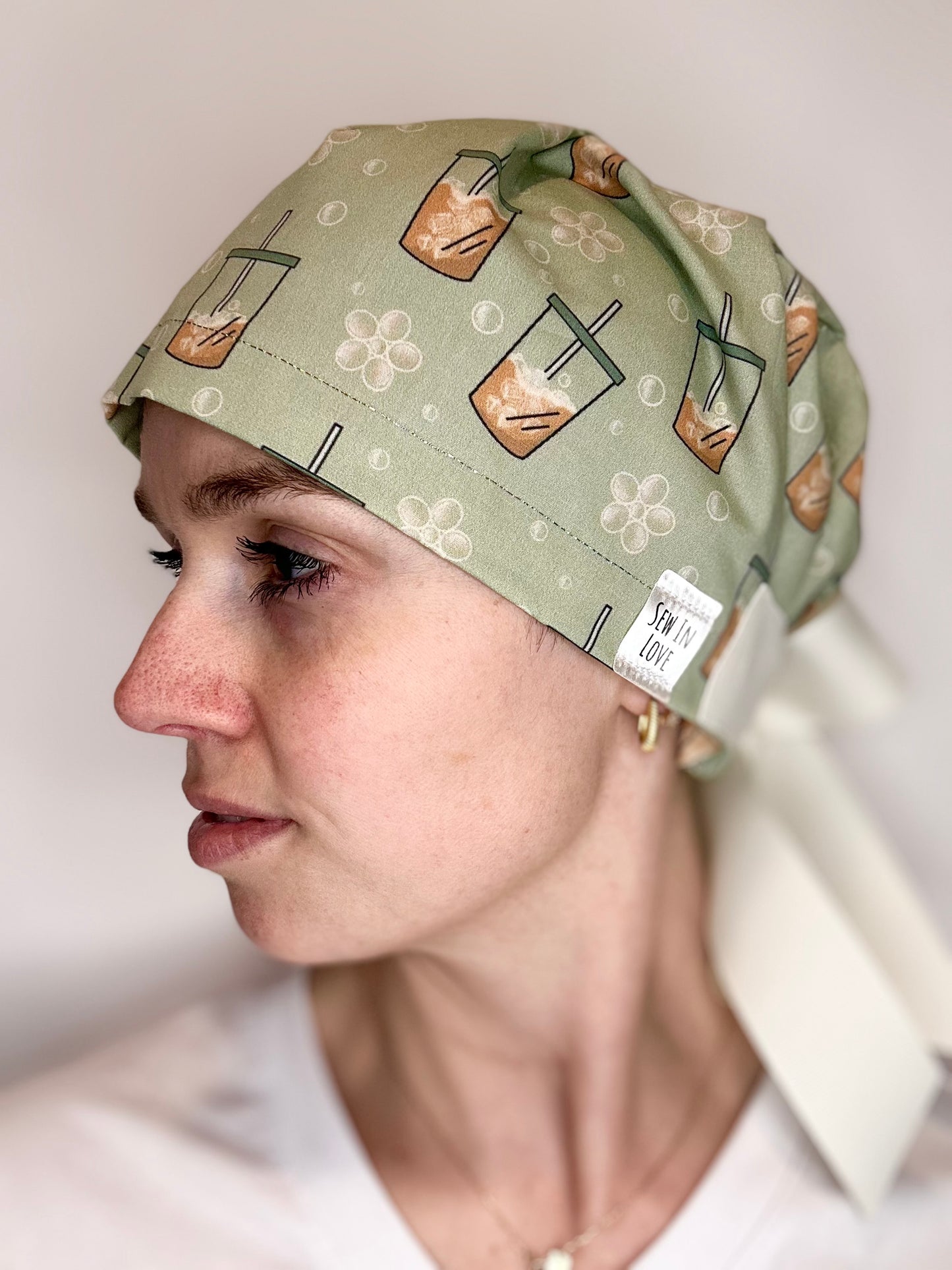 Ribbon Back- Iced Coffee: Euro-Style Scrub Cap
