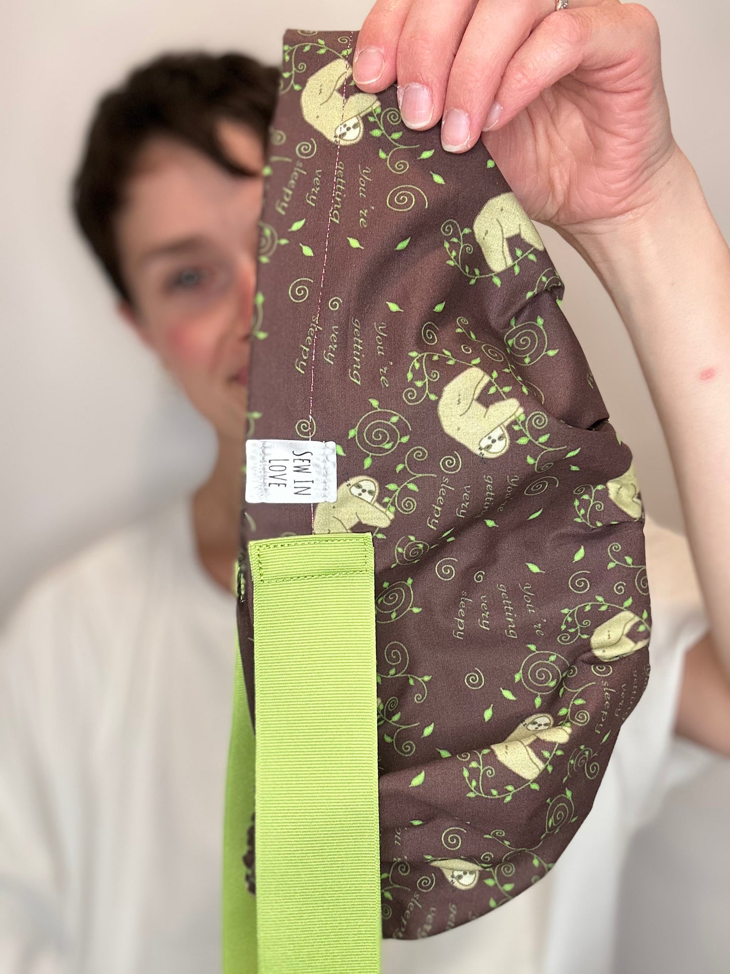 Ribbon Back-Sleepy Sloths: Euro-Style Scrub Cap