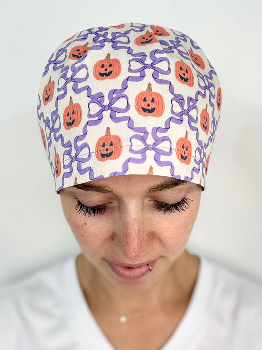 Toggle Back- Jack-O-Lantern Trellis: Euro-Style Scrub Cap