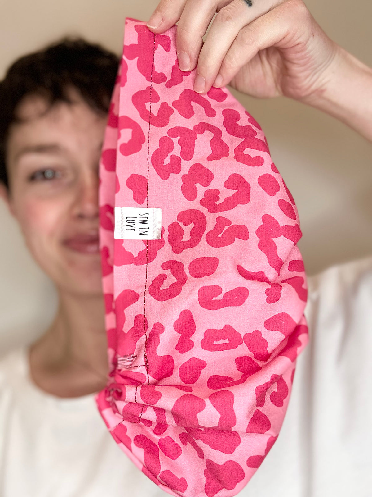 Toggle Back- Girlie Leopard: Euro-Style Scrub Cap