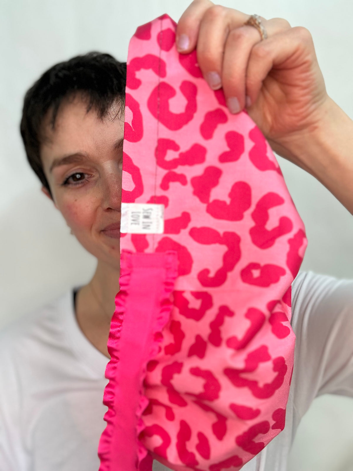 Ribbon Back- Girlie Leopard: Euro-Style Scrub Cap