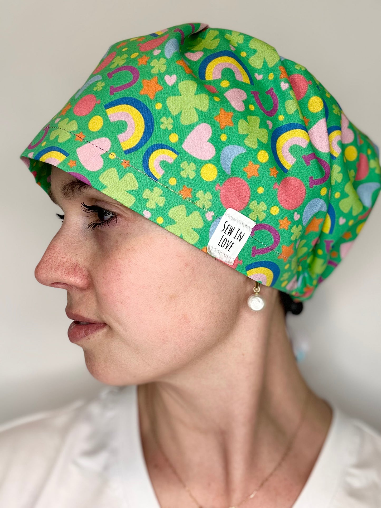 Toggle Back- Lucky Charms: Euro-Style Scrub Cap
