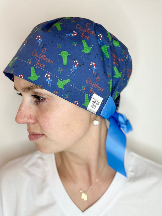 SATIN LINED- O Christmas Tree: Euro-Style Scrub Cap
