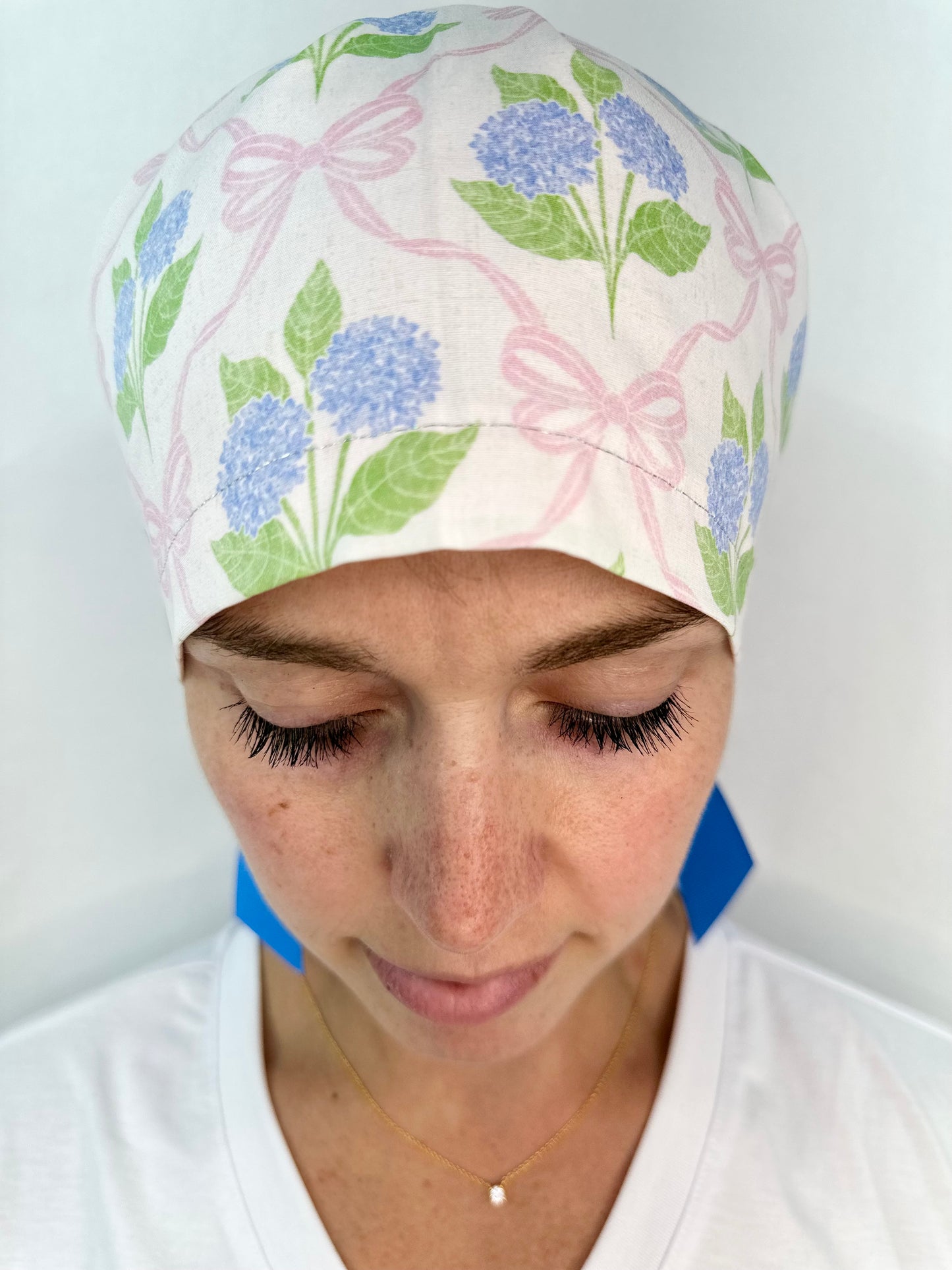Ribbon Back-Hydrangea Trellis: Euro-Style Scrub Cap