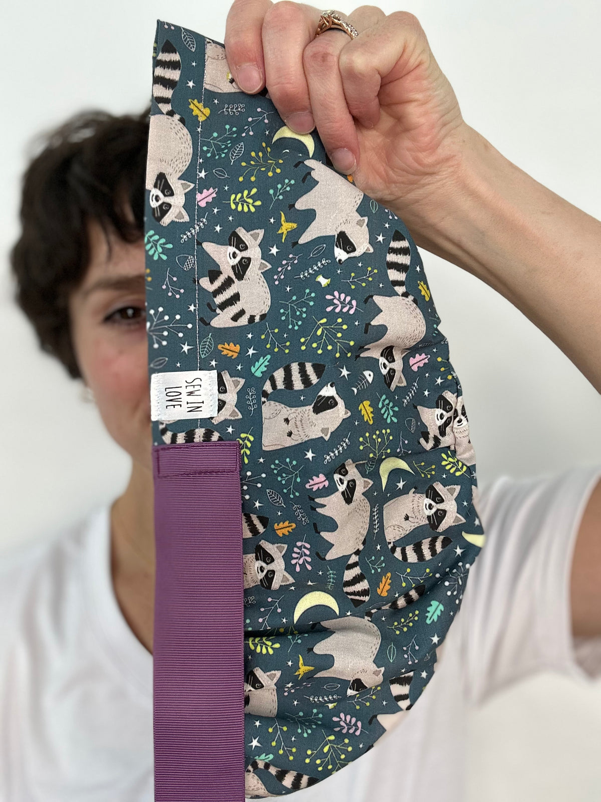 Ribbon Back- Ornery Racoons: Euro-Style Scrub Cap