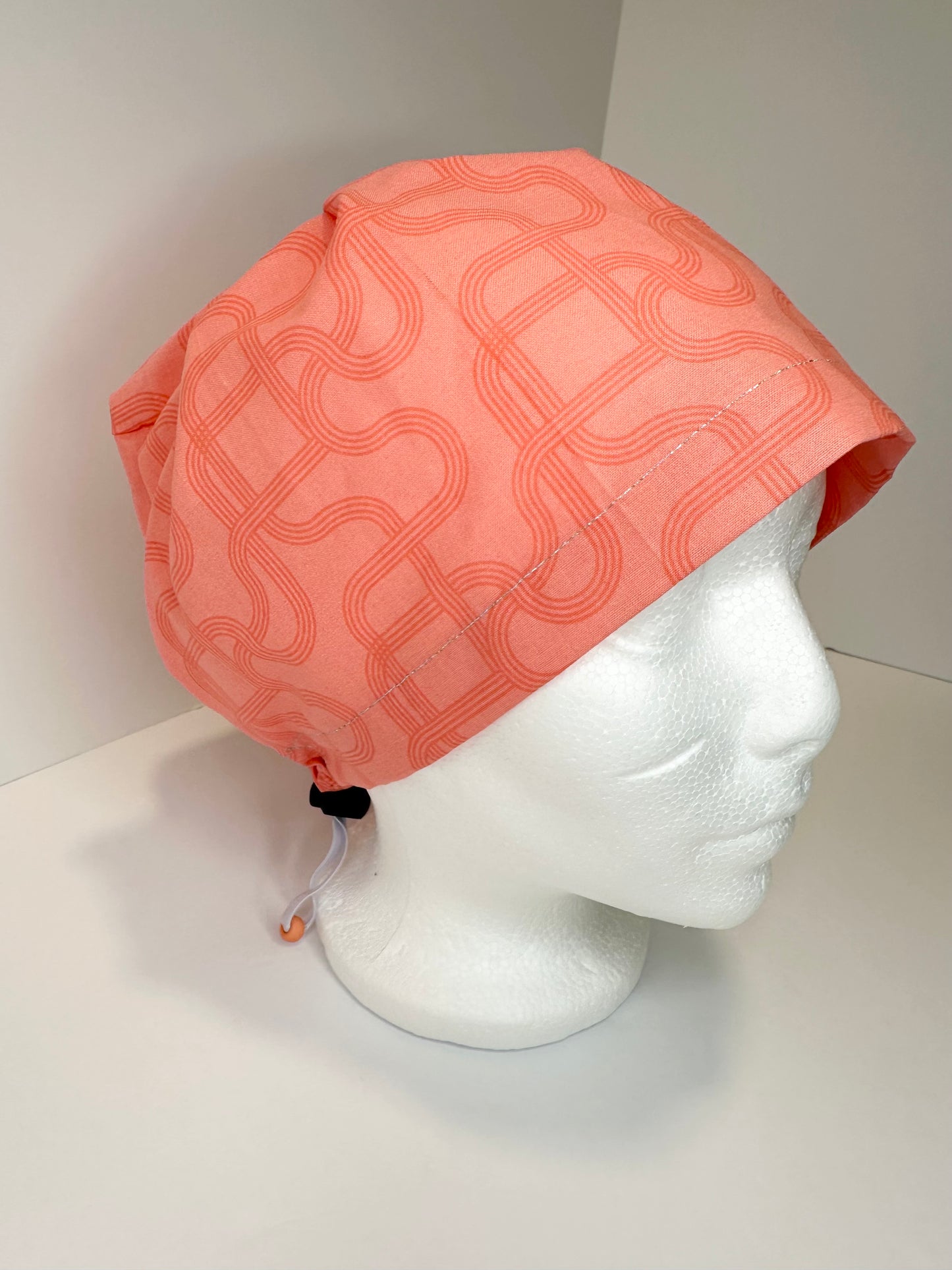 *Toggle Back* SATIN LINED- Geometric Pipes: Euro-Style Scrub Cap