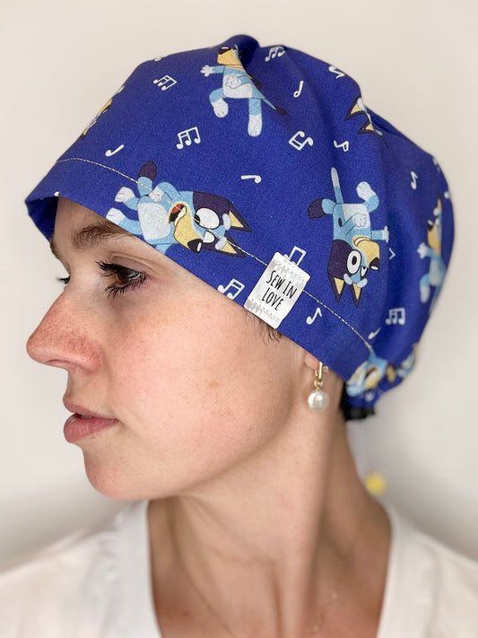 Toggle Back- Musical Bluey: Euro-Style Scrub Cap