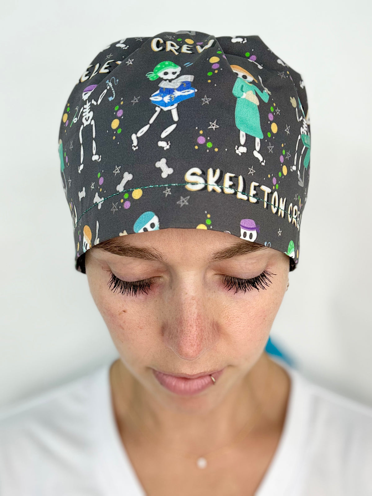 Ribbon Back- Skeleton Crew: Euro-Style Scrub Cap