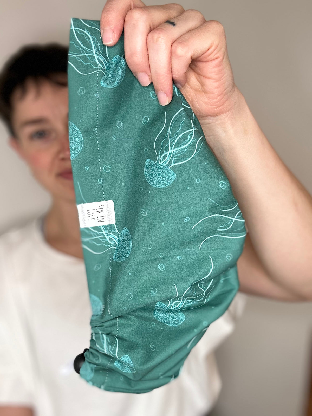 Toggle Back- Mandala Jellyfish: Euro-Style Scrub Cap