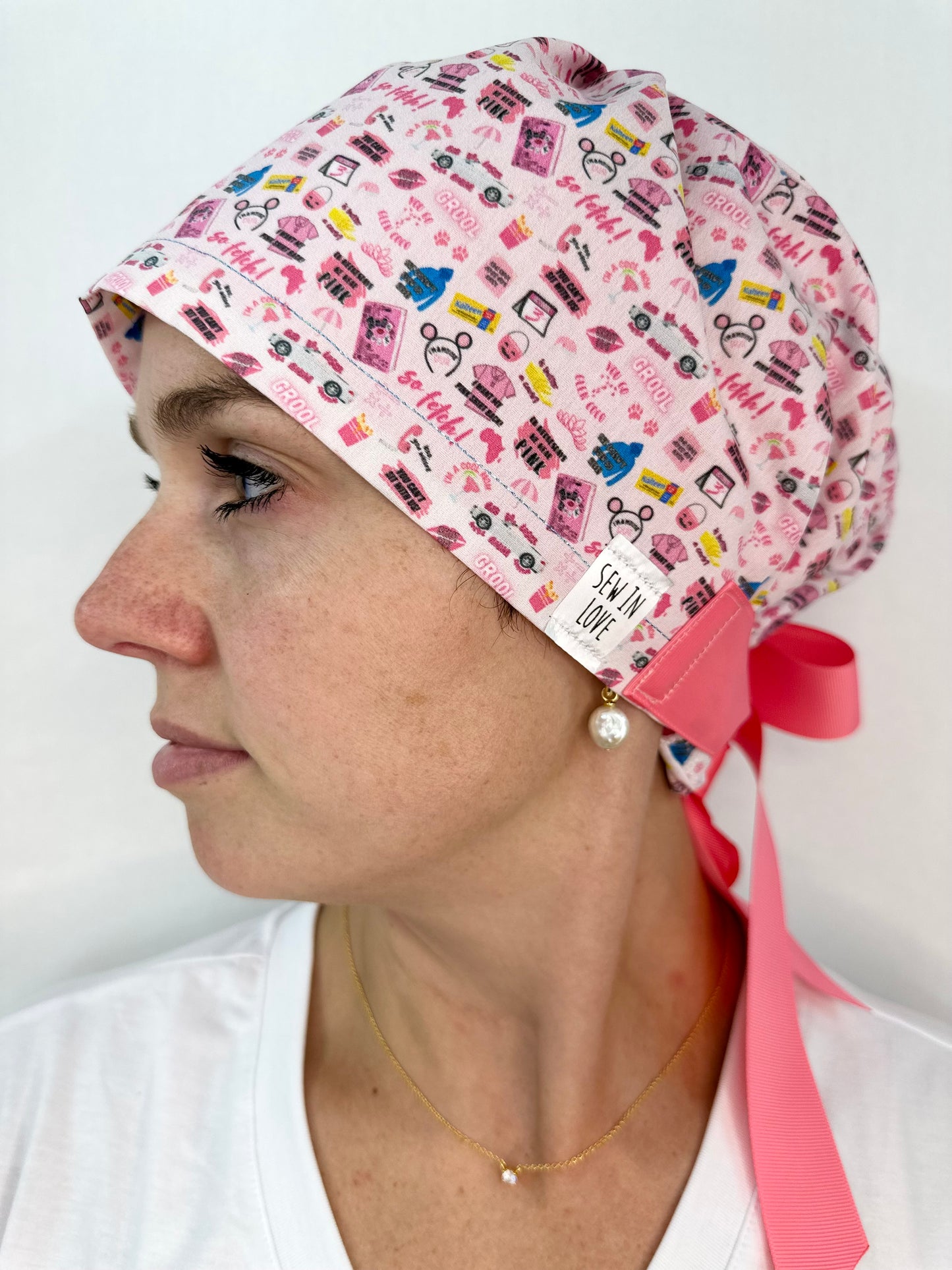 Ribbon Back-So Fetch (Tiny Print): Euro-Style Scrub Cap