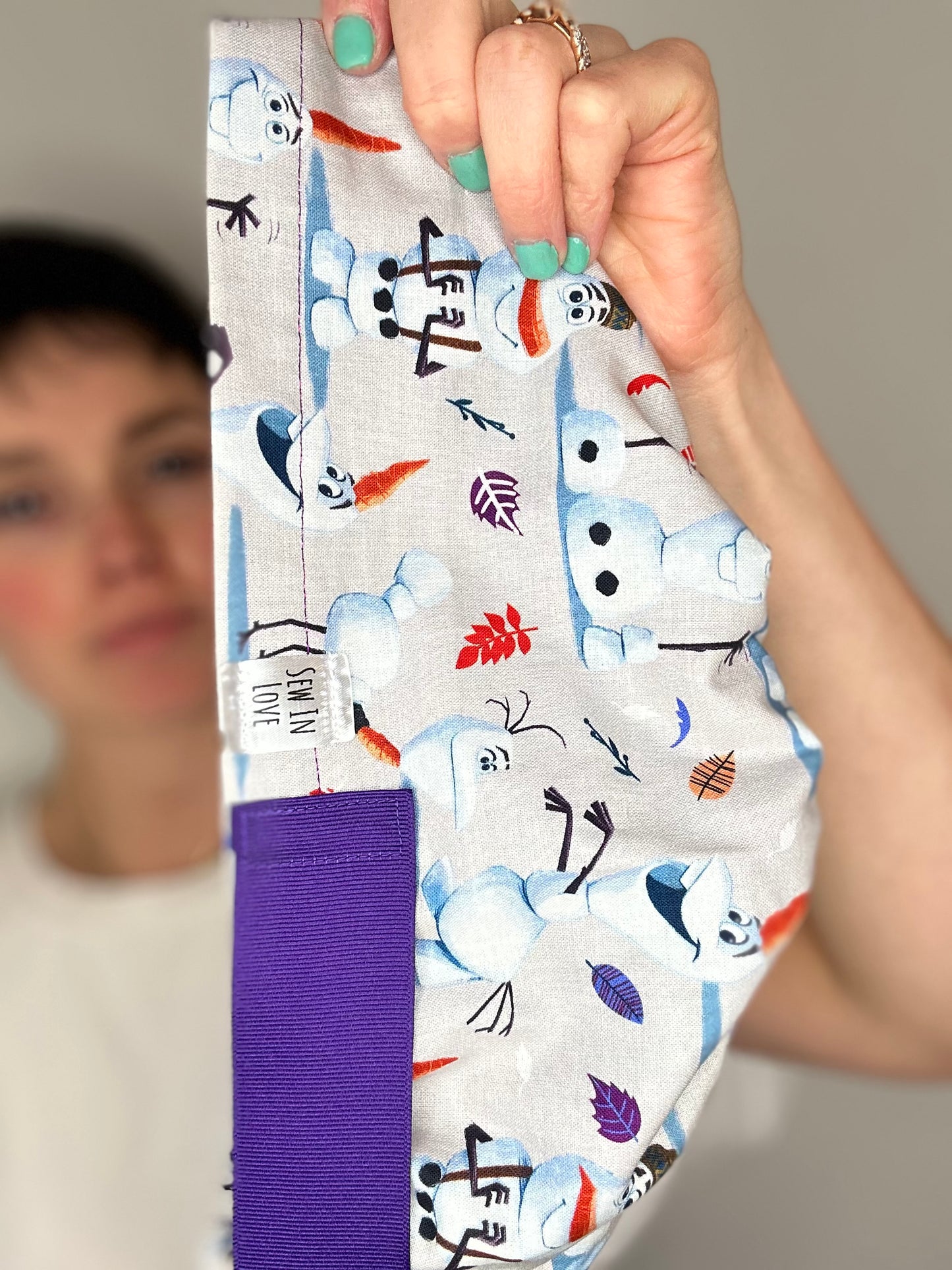 Ribbon Back- Silly Olaf: Euro-Style Scrub Cap