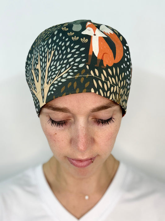 Toggle Back- Scandi Foxes: Euro-Style Scrub Cap