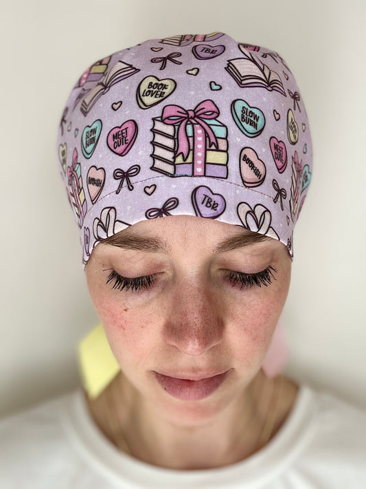 Ribbon Back- Book Lovers (Mismatched Ribbons): Euro-Style Scrub Cap