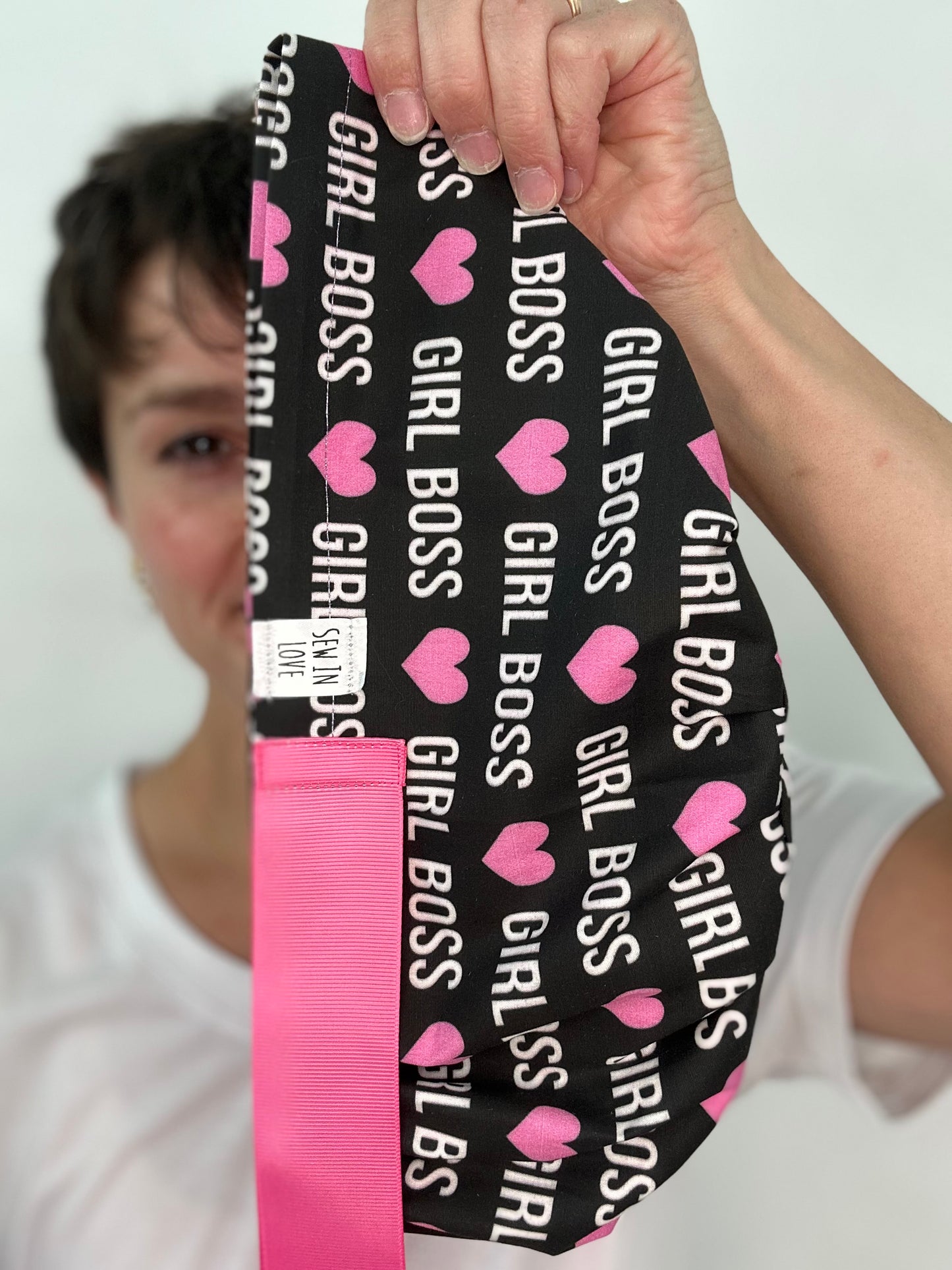 Ribbon Back-Girl Boss: Euro-Style Scrub Cap