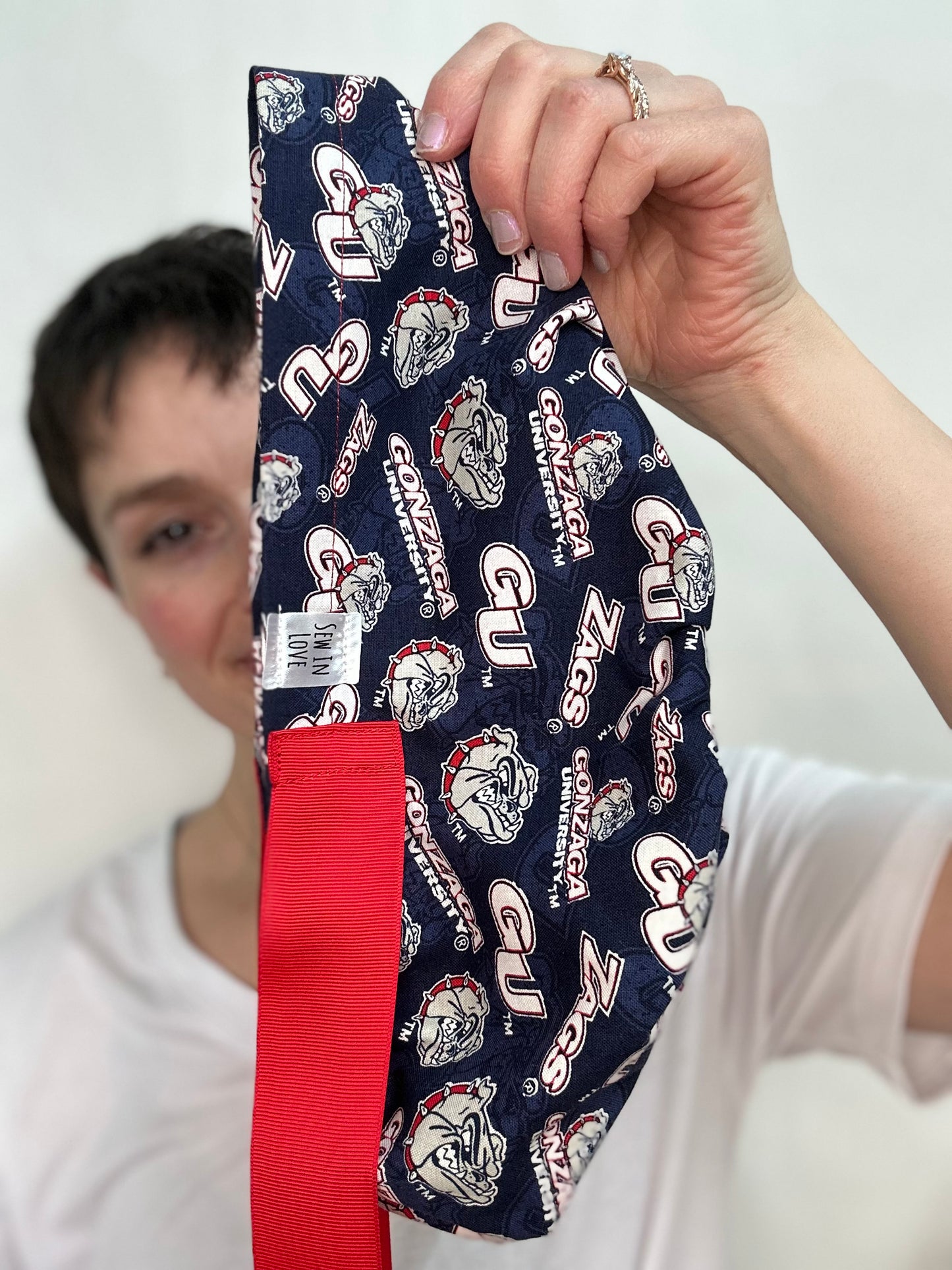 *Sneaky Print* Ribbon Back- Gonzaga: Euro-Style Scrub Cap