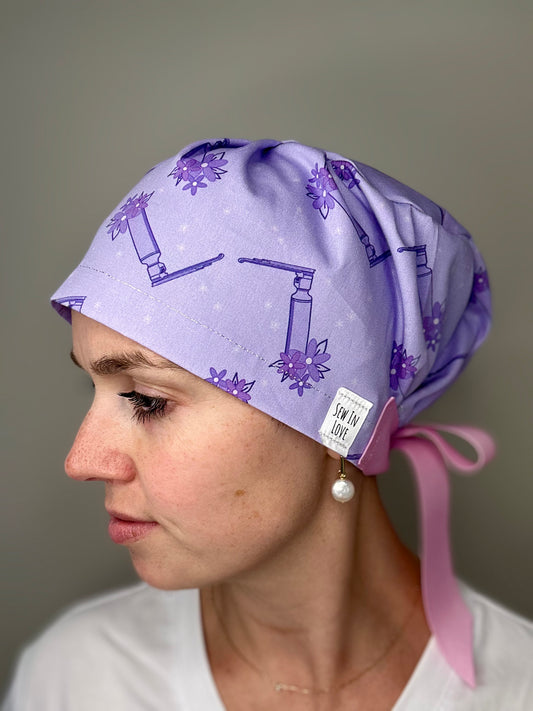 SATIN LINED- Floral Miller Blade: Euro-Style Scrub Cap