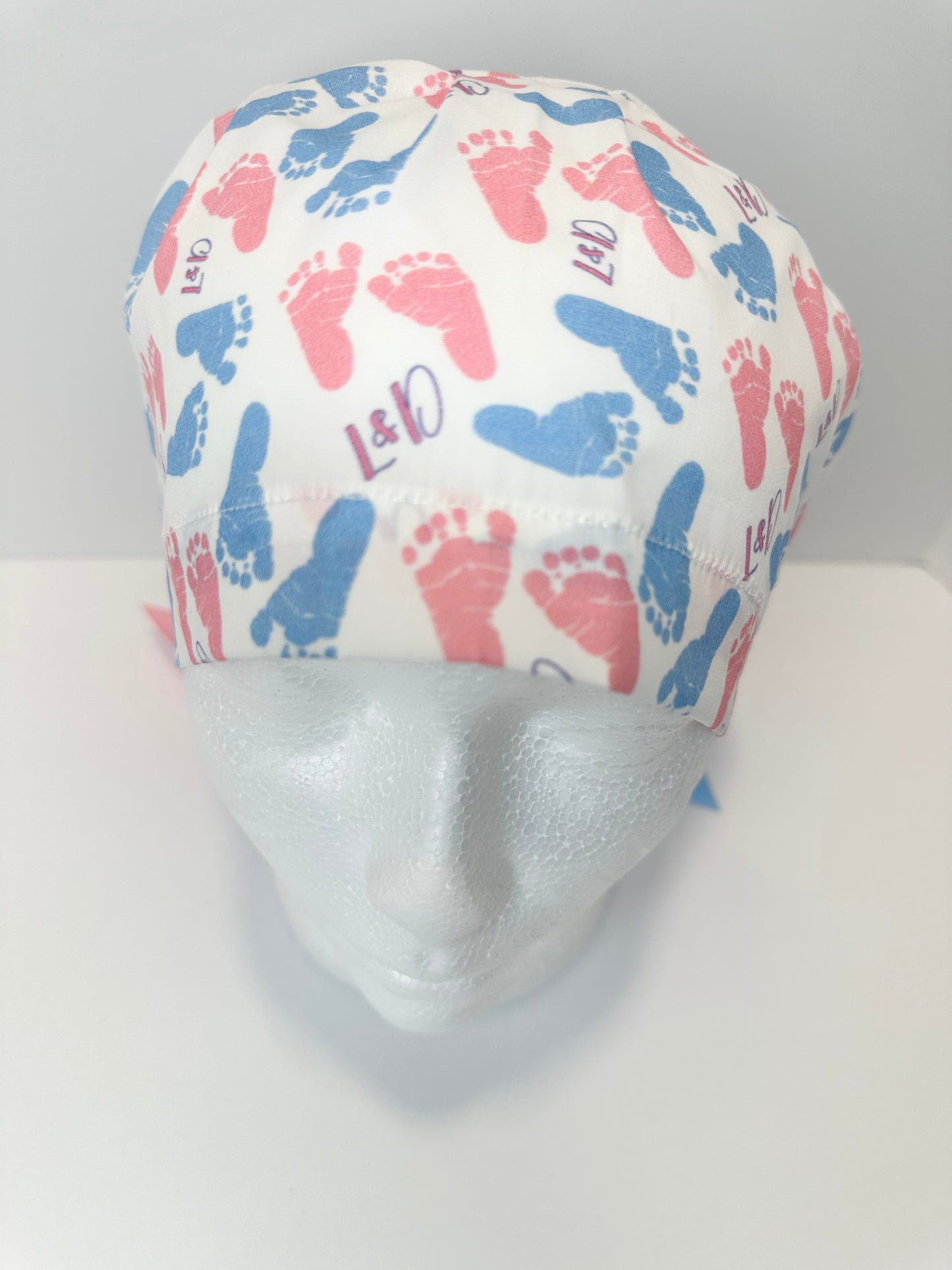 SATIN LINED- L&D Footprints: Euro-Style Scrub Cap