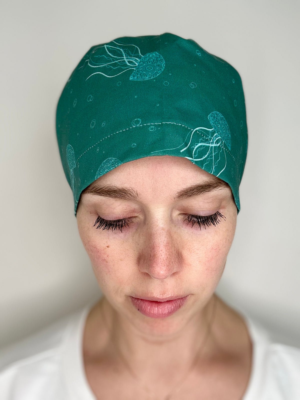 Toggle Back- Mandala Jellyfish: Euro-Style Scrub Cap