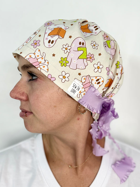 Ribbon Back- BOOOk Lovers: Euro-Style Scrub Cap