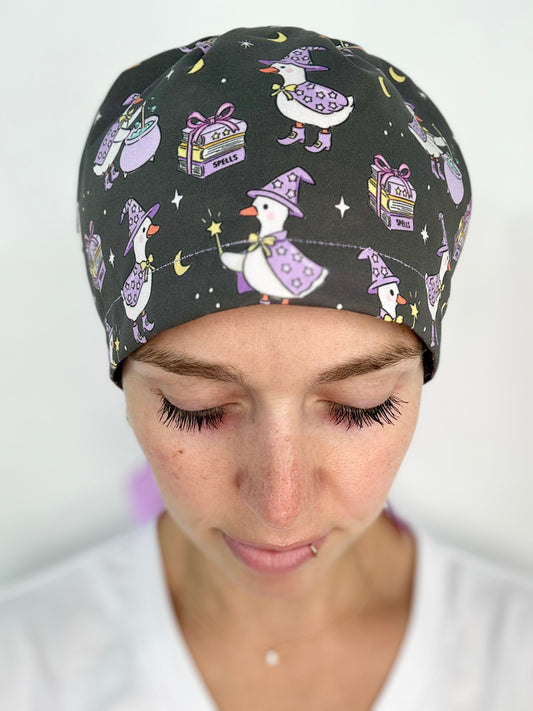 Ribbon Back- Witchy Silly Goose: Euro-Style Scrub Cap