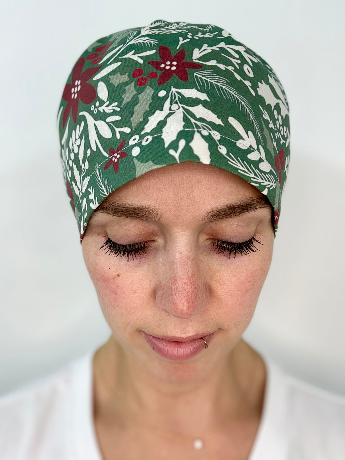 Toggle Back- Bold Poinsettias: Euro-Style Scrub Cap