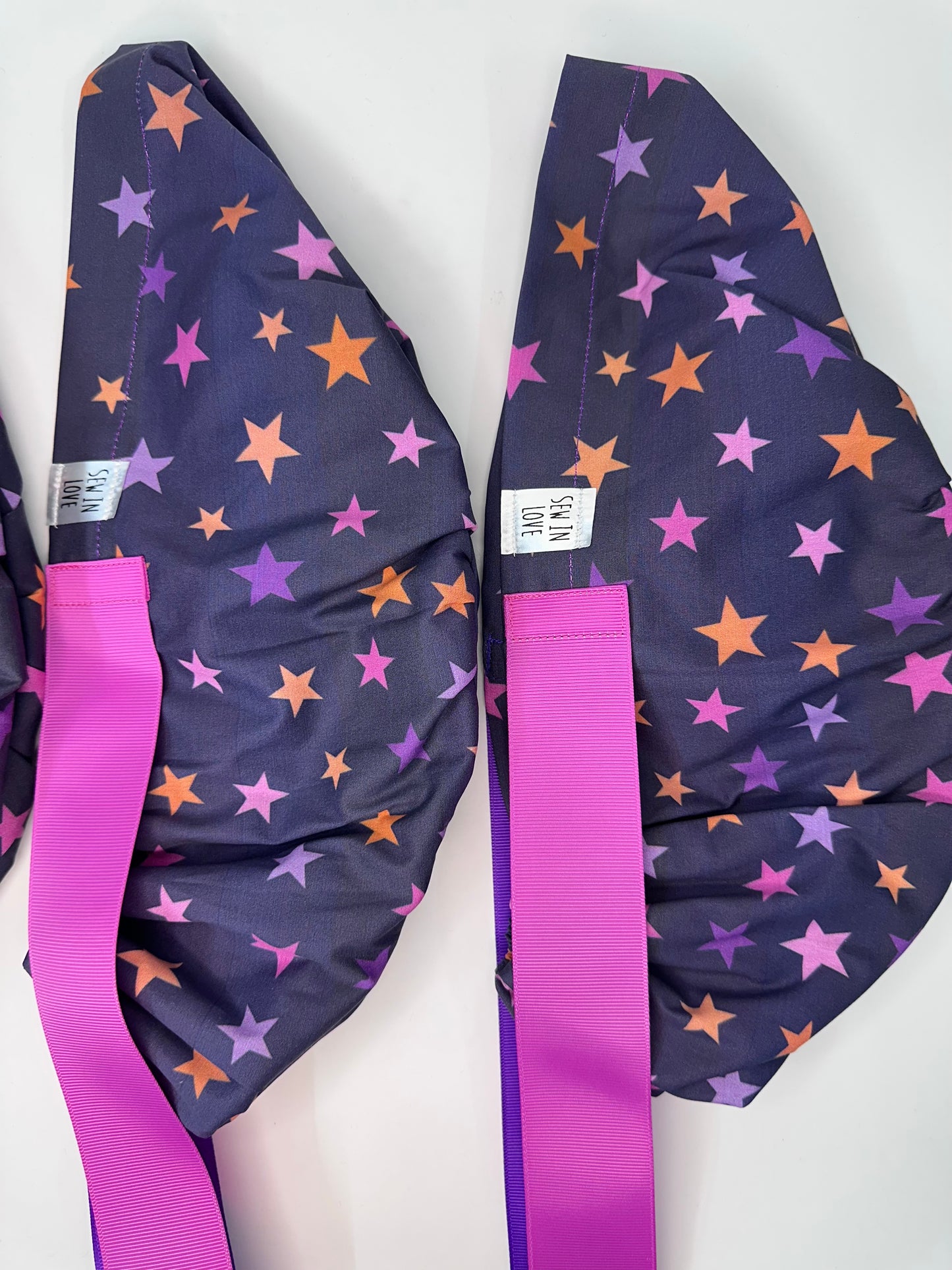 Ribbon Back- Halloween Stars (Minor Fabric Flaw): Euro-Style Scrub Cap