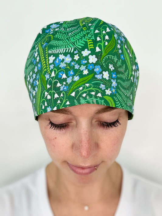 Toggle Back- Fern Forest: Euro-Style Scrub Cap