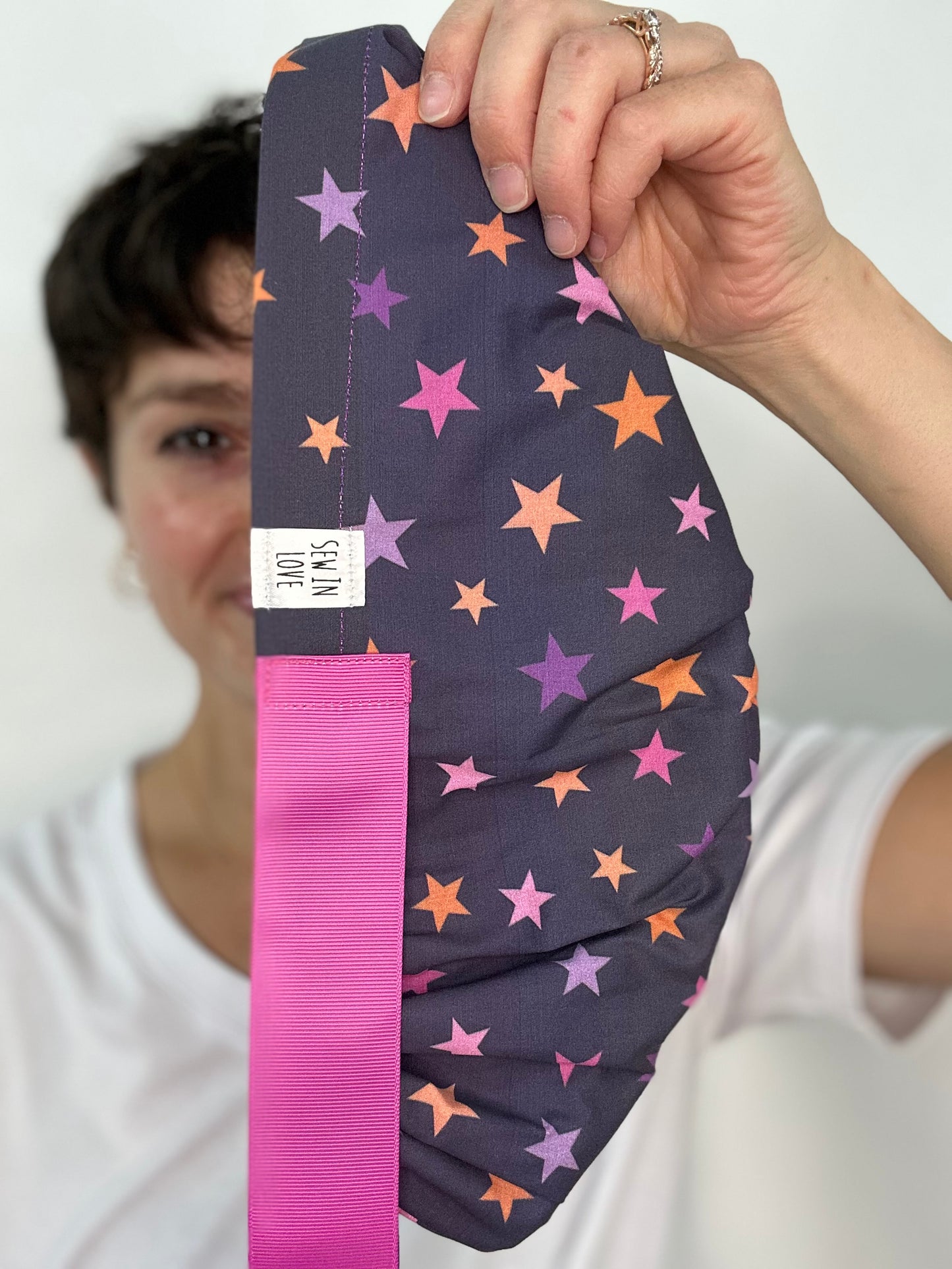 Ribbon Back- Halloween Stars (Minor Fabric Flaw): Euro-Style Scrub Cap