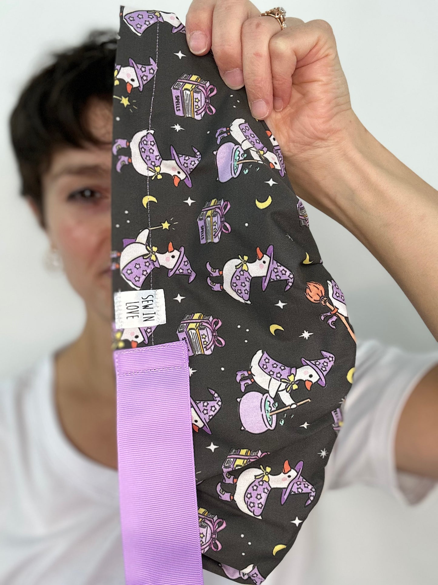 Ribbon Back- Witchy Silly Goose: Euro-Style Scrub Cap