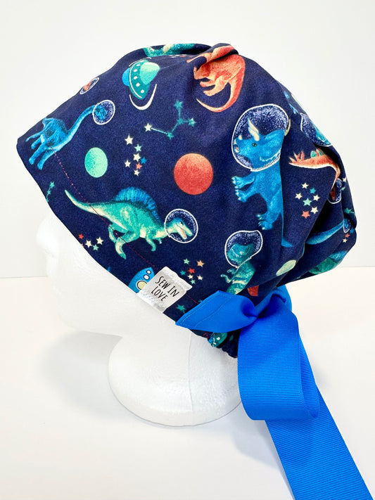 NOT LINED- Space Dinos: Euro-Style Scrub Cap