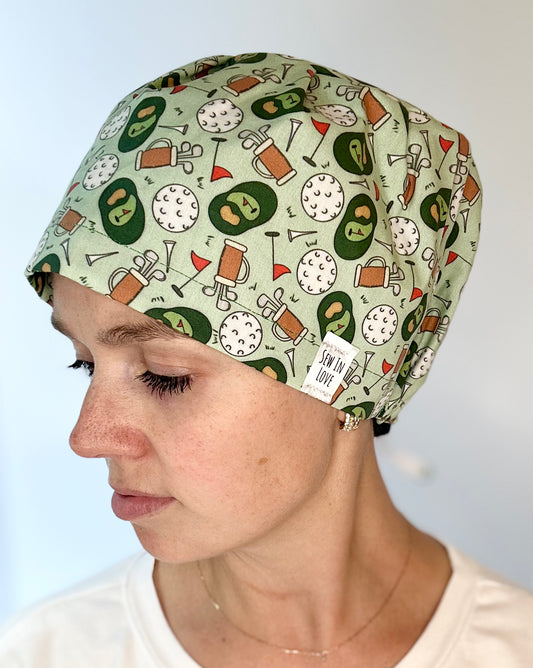 *Toggle Back* SATIN LINED- Golfer’s Delight: Euro-Style Scrub Cap