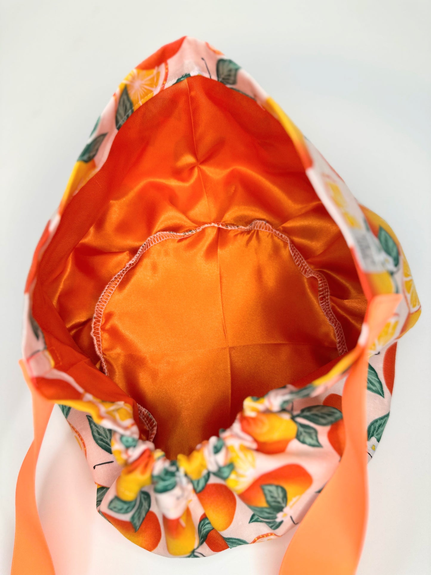 Ribbon Back-Neon Oranges: Euro-Style Scrub Cap
