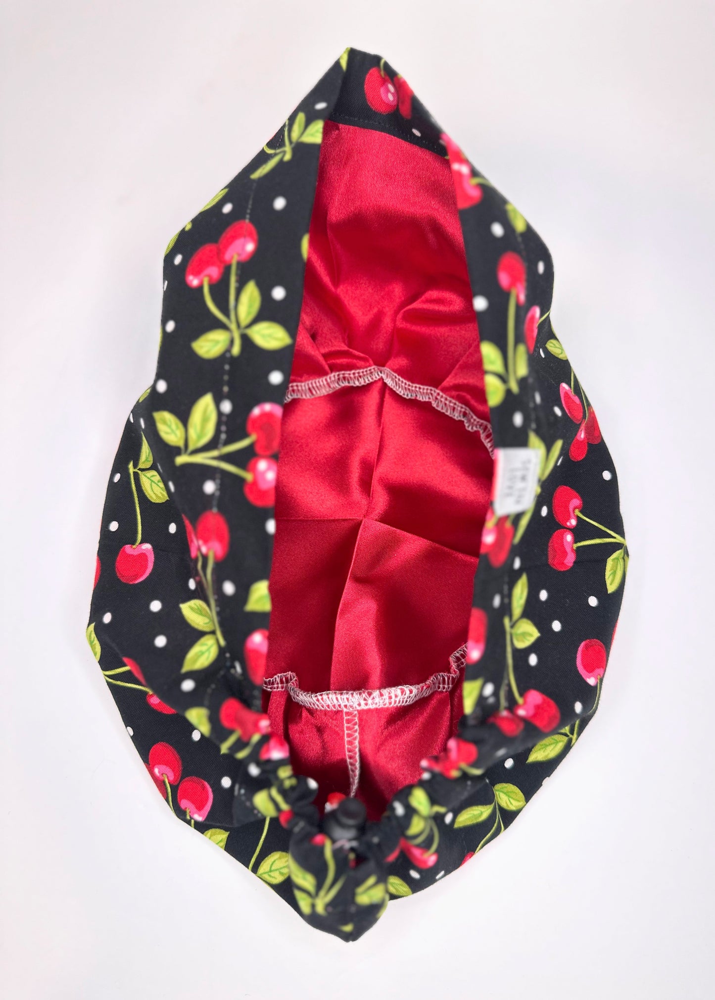Toggle Back- Bold Cherries: Euro-Style Scrub Cap