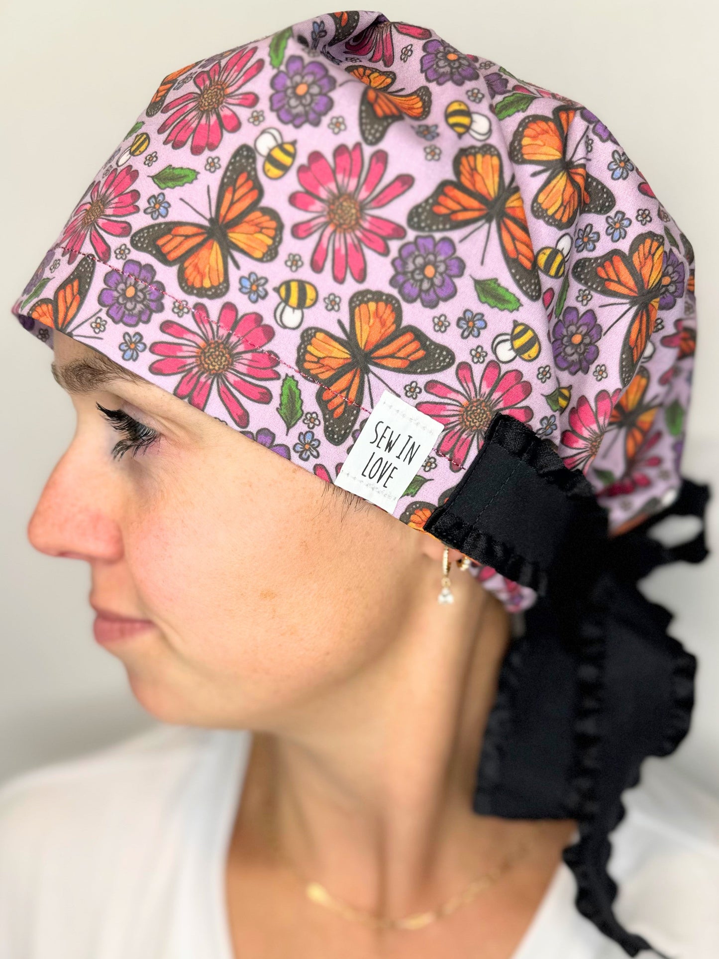 Ribbon Back-Monarchs: Euro-Style Scrub Cap