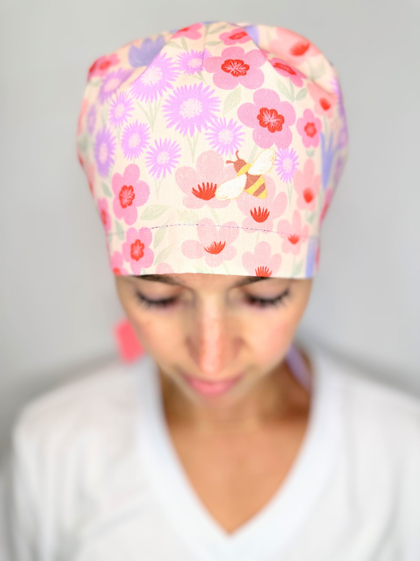 Ribbon Back- Pollinator Garden (Mismatched Ribbons): Euro-Style Scrub Cap