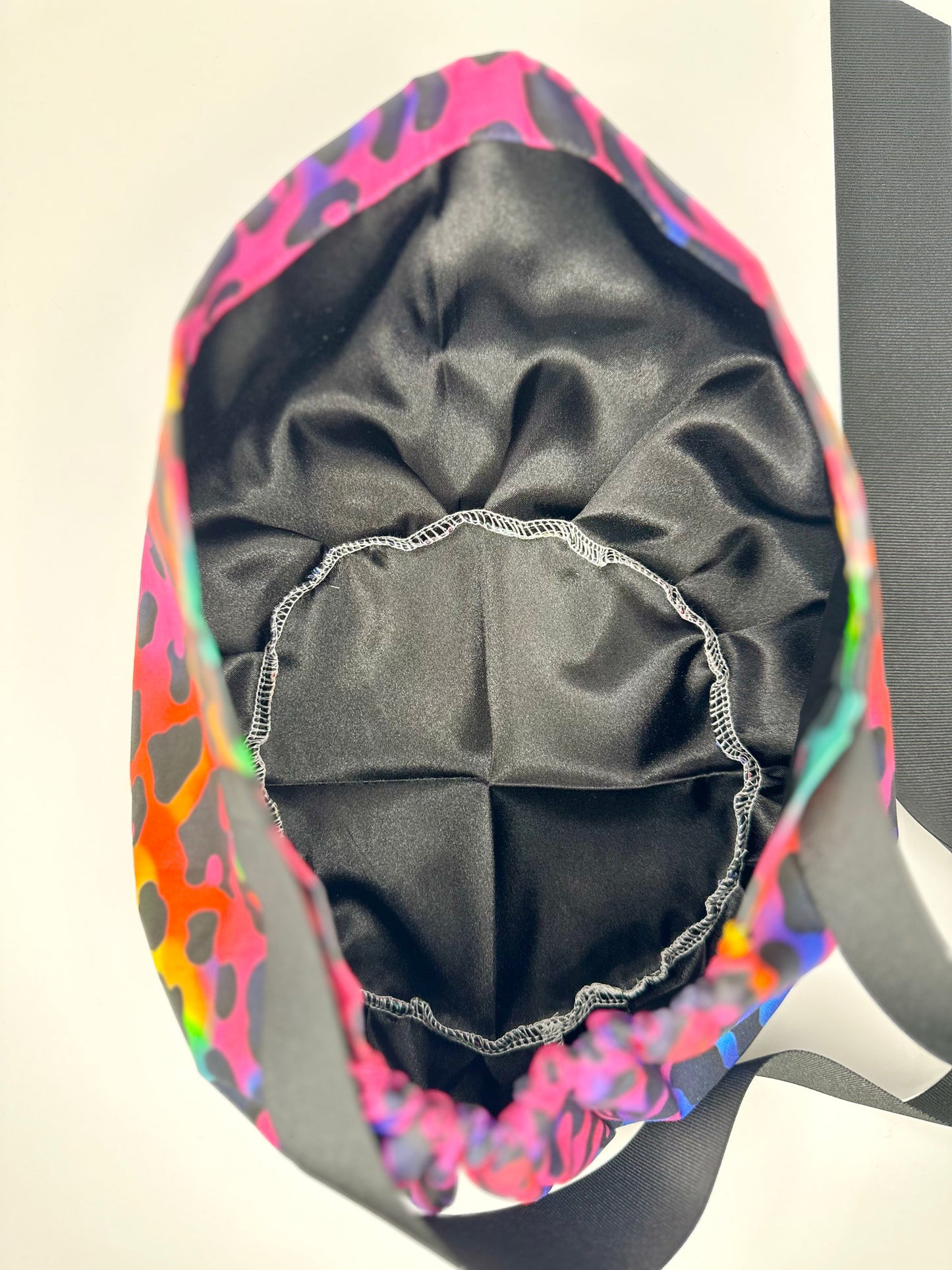 Ribbon Back-Electric Leopard: Euro-Style Scrub Cap