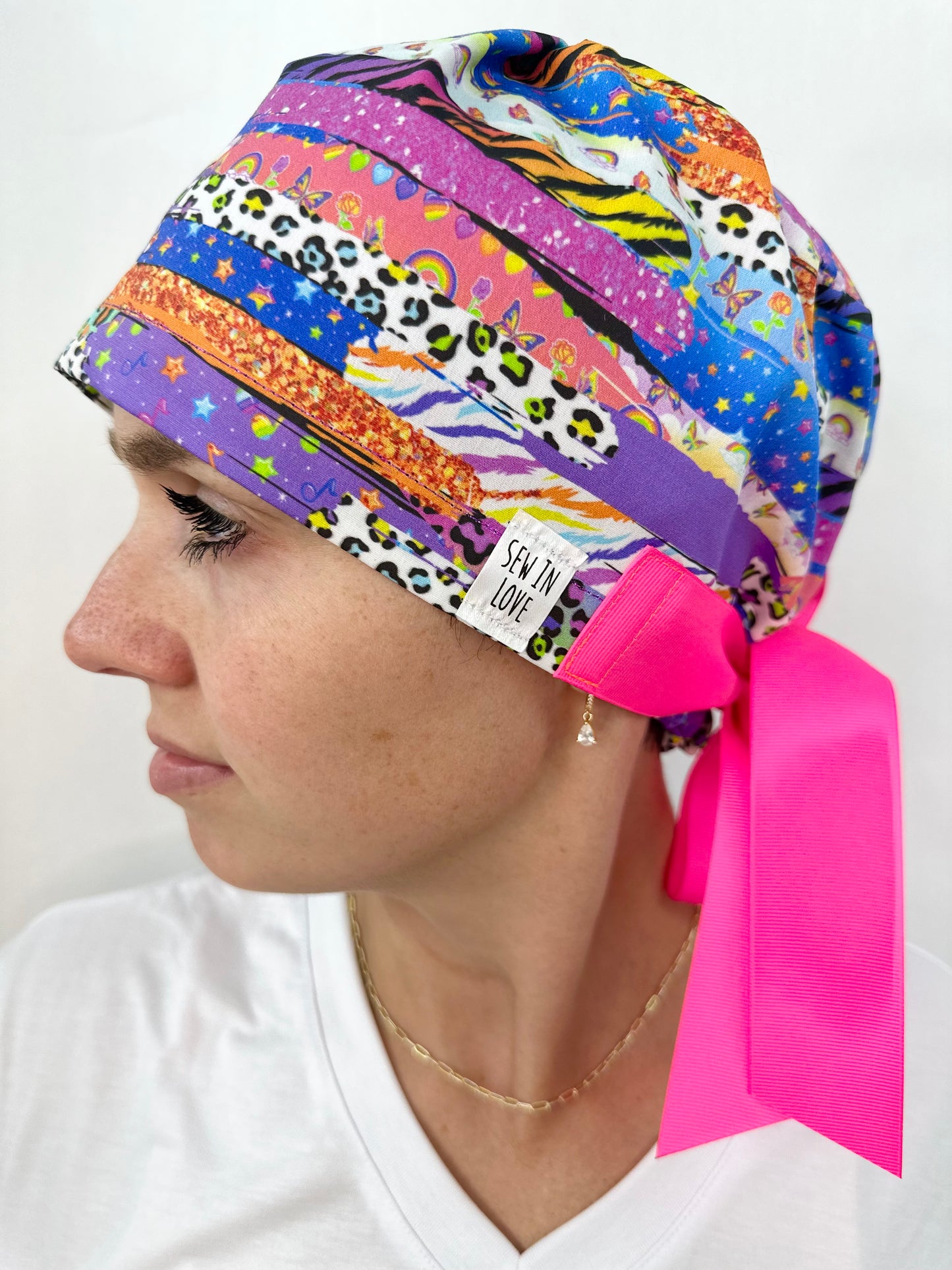 Ribbon Back-Lisa Patchwork: Euro-Style Scrub Cap