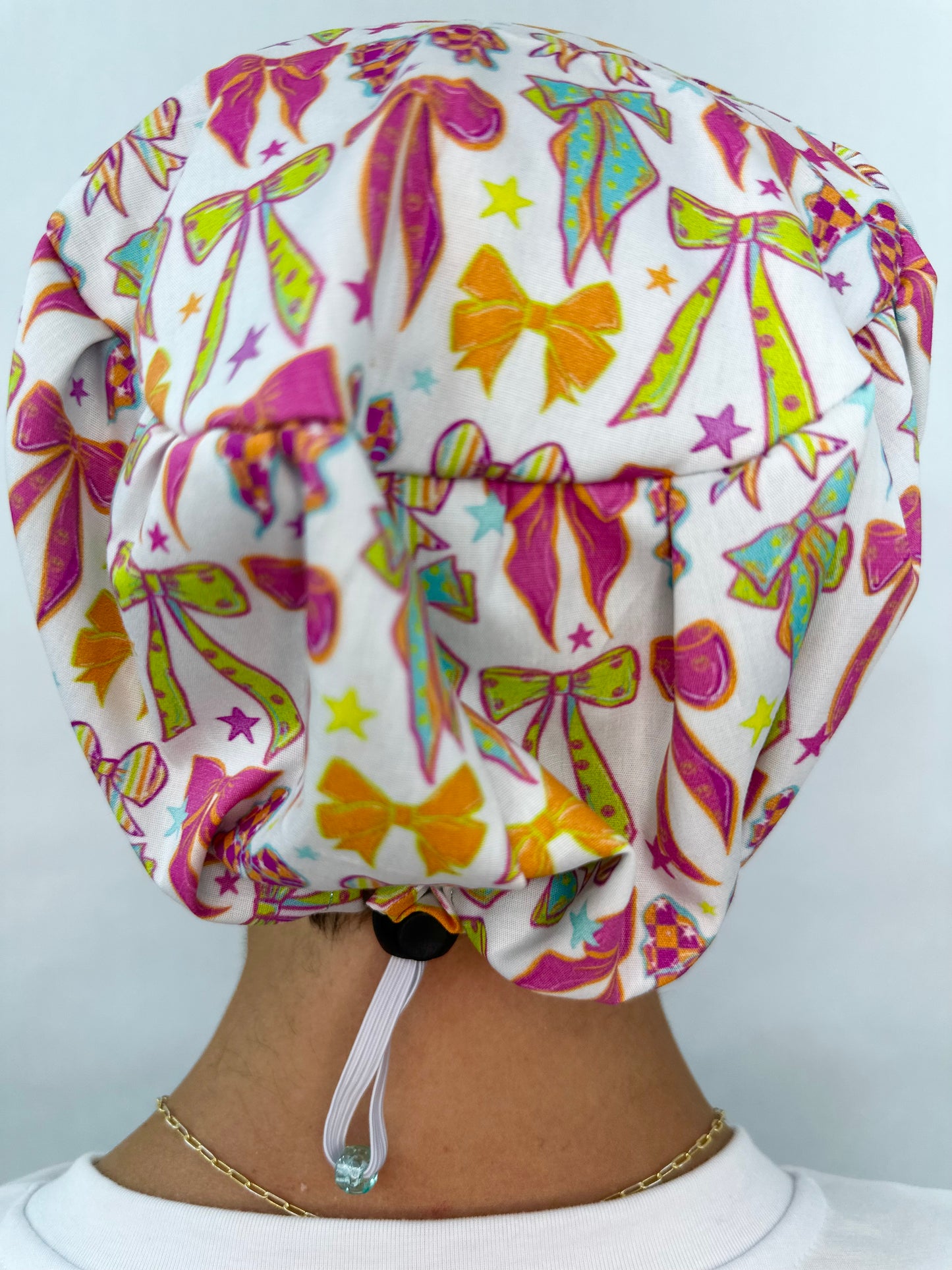 Toggle Back- Funky Bows: Euro-Style Scrub Cap