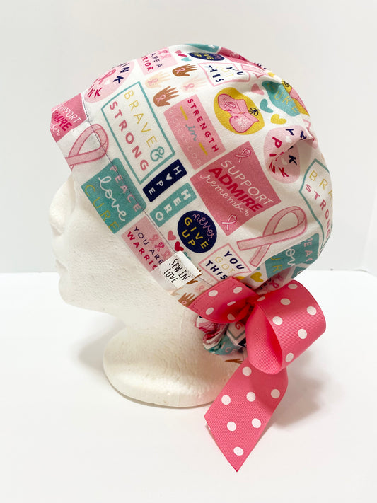 NOT LINED- Breast Cancer Motivational: Euro-Style Scrub Cap